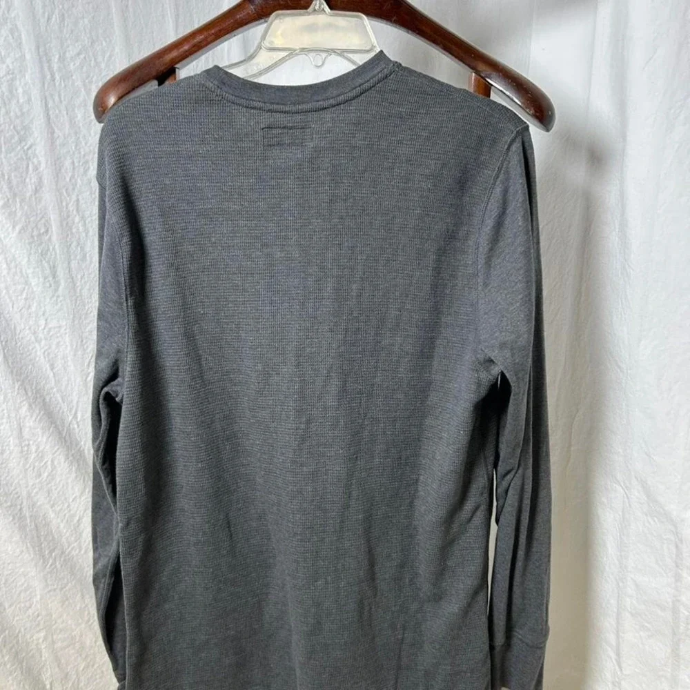 Polo Ralph Lauren Mens Sz Large Dark Gray‎ Thermal Sweater Shirt Waffle Knit